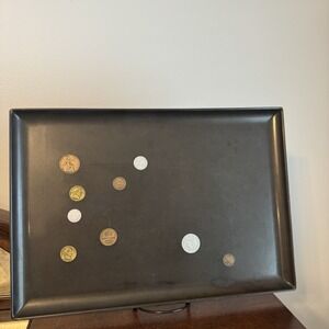 Vintage MCM Couroc of Monterey CA International Coins 18"x12.5" Serving Tray